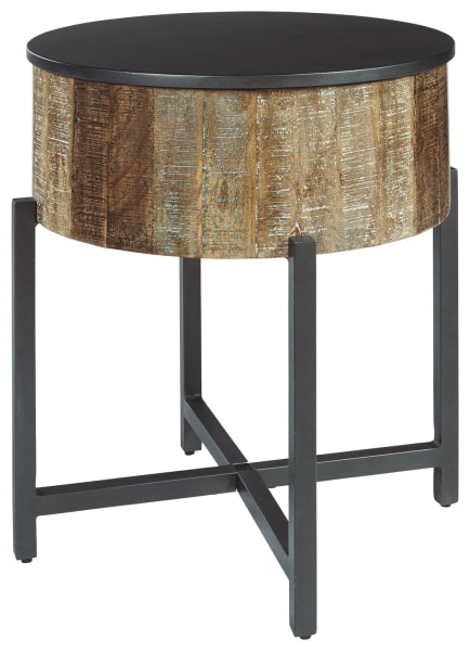 Nashbryn - Gray / Brown - Round End Table