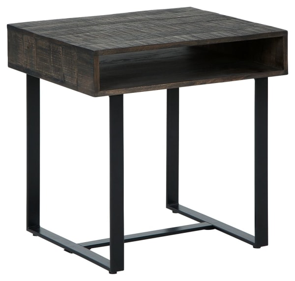 Kevmart - Grayish Brown / Black - Rectangular End Table
