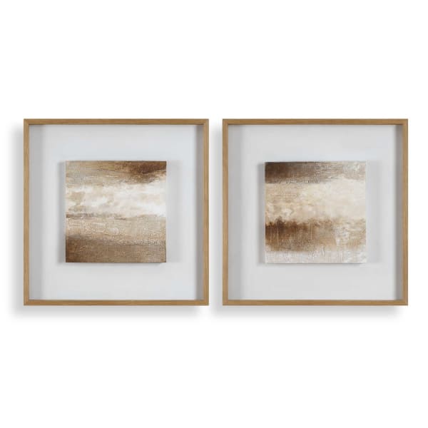 Between Lines - Abstract Painting (Set of 2) - Brown / White