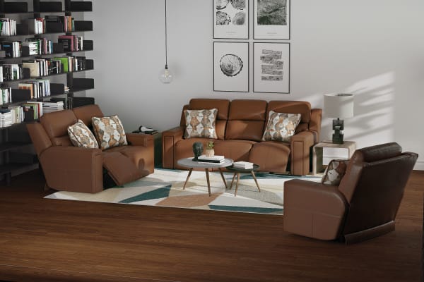 Arezzo - Power Headrest Power Reclining Loveseat With Zero Gravity/Extended Ottoman - Whiskey