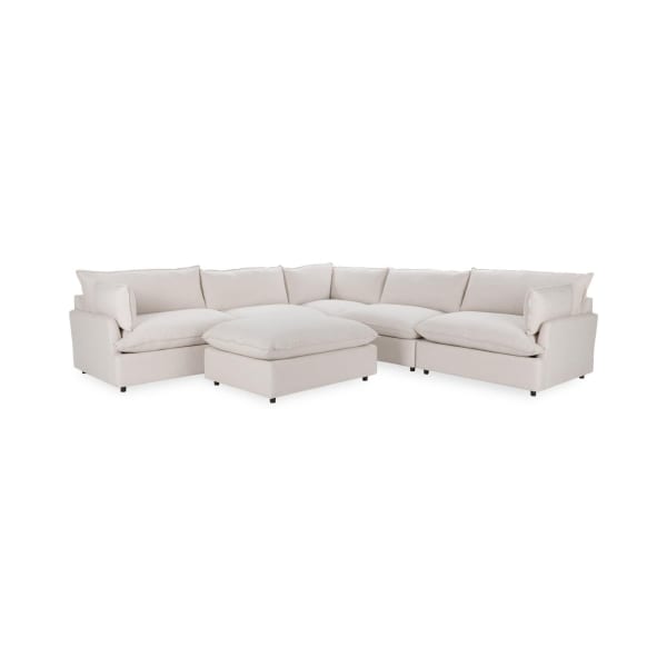 Caplan - Upholstered 6 Piece Modular Sectional With Ottoman - Dawn White