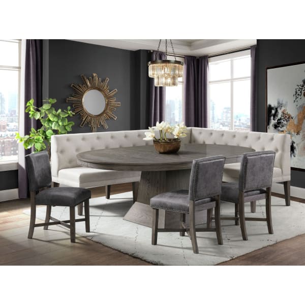 Collins - With 2 Leaves 6 Piece Dining Set Table, Four Chairs & Peyton Sectional Sofa - Gray