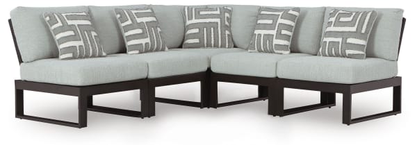 Beachloft - 5-Piece Outdoor Sectional - Black / Gray