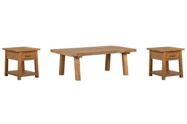 Lindon - Rectangular Cocktail Table With 2 End Tables - Belgian Wheat