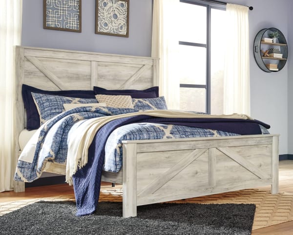 Bellaby - Whitewash - King Crossbuck Panel Bed