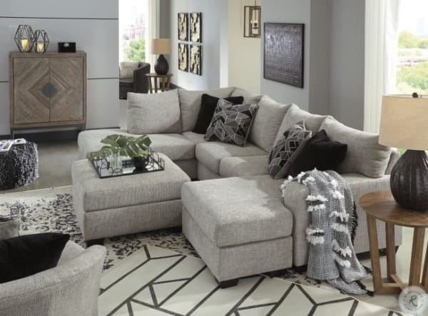 Megginson - Storm - 4 Pc. - Left Arm Facing Corner Chaise 2 Pc Sectional, Chair, Ottoman
