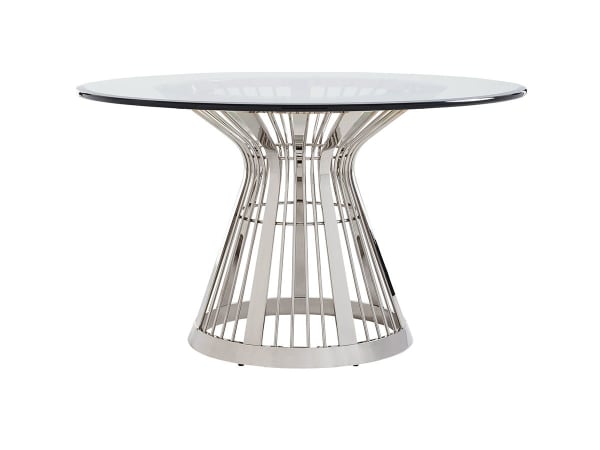 Ariana - Riviera Stainless Dining Table With 54 Inch Glass Top