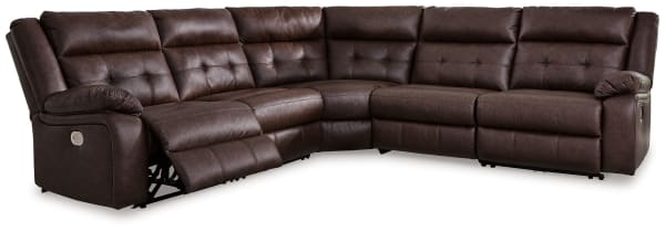 Punch Up - Walnut - 5-Piece Power Reclining Sectional