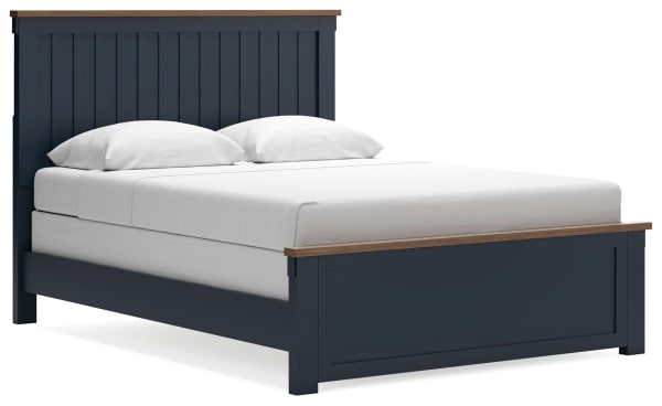 Landocken - Brown / Blue - Queen Panel Bed