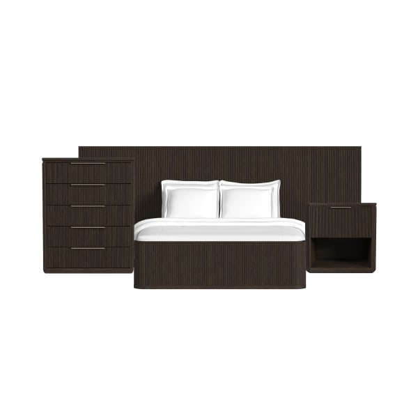 Sylvie - 3 Piece King Wall Bed Bedroom Set - Dark Brown