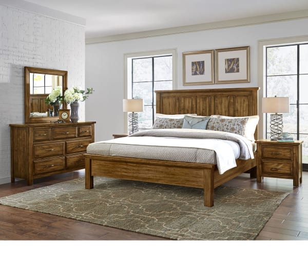 Maple Road - King Mansion Bed With Low Profile Footboard - Antique Amish