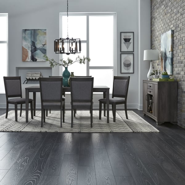 Tanners Creek - 7 Piece Rectangular Table Set (Upholstered Chair Backs) - Dark Gray