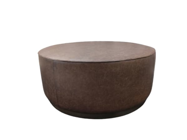 Clair - Leather Round Coffee Table - Dark Brown