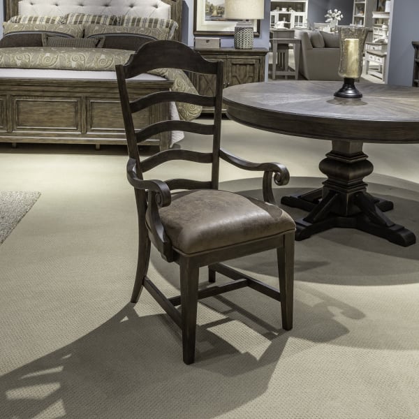 Paradise Valley - Upholstered Ladder Back Arm Chair (RTA) - Dark Brown