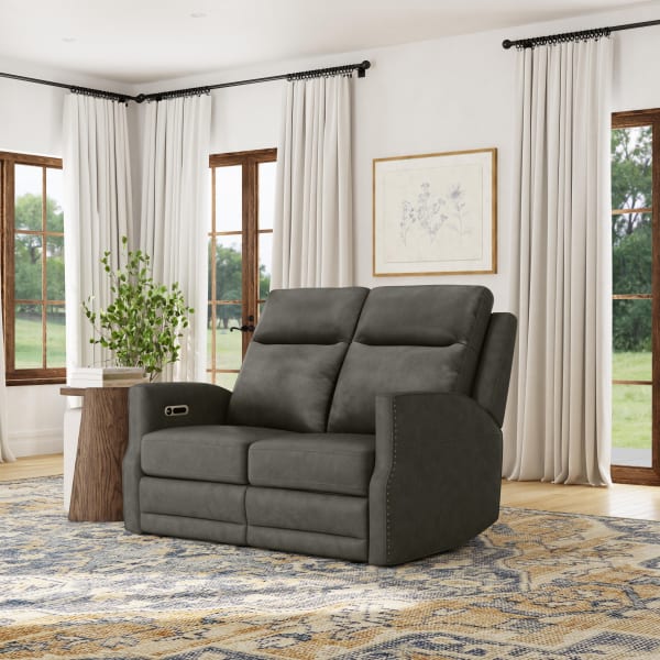 Maxwell - Power Reclining Loveseat With Power Headrests And Lumbar - Cinder