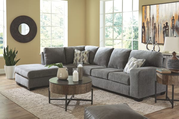 Dalhart - Charcoal - 4 Pc. - Left Arm Facing Corner Chaise, Right Arm Facing Sofa Sectional, Nashbryn Cocktail Table, End Table
