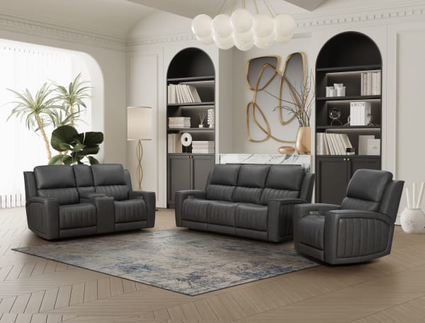 Pierce - Power Recliner With Power Recline, Power Headrest, Power Lumbar Zero Gravity, Lumbar - Dark Gray
