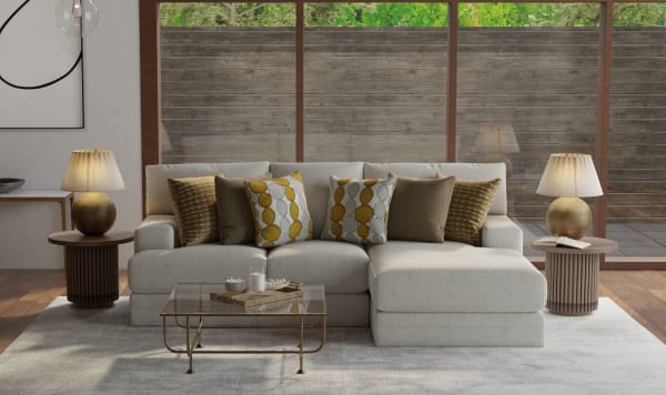 Tori - 2 Piece Sofa Chaise With Comfort Coil Seating And 6 Accent Pillows Included (Right Side Facing Chaise) - Birch