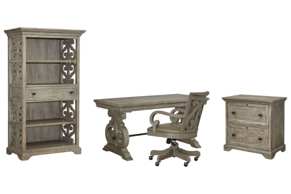 Tinley Park - Writing Desk With Chair, Lateral File And Bookcase - Dove Tail Gray