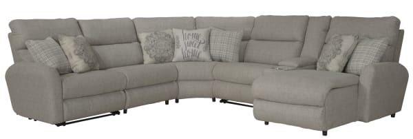 McPherson - 6 Piece Power Reclining Sectional With Lay-Back RSF Chaise And 2 Lay-Flat Reclining Seats - Beige