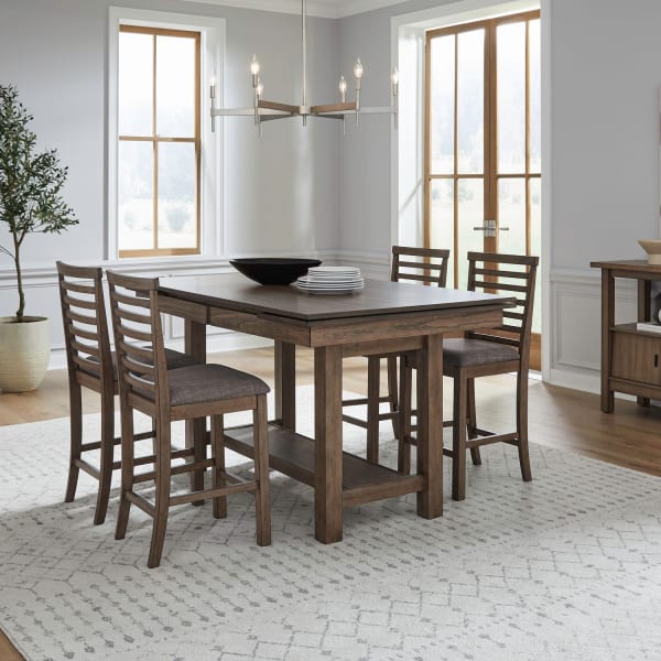 Brook Bay - 5 Piece Gathering Trestle Table - Brown