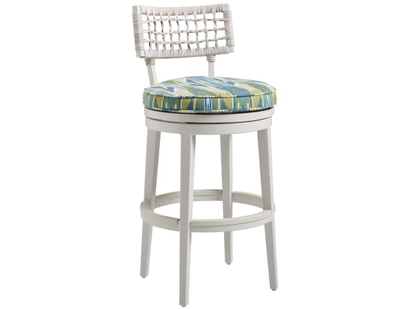 Seabrook - Swivel Bar Stool - White / Blue
