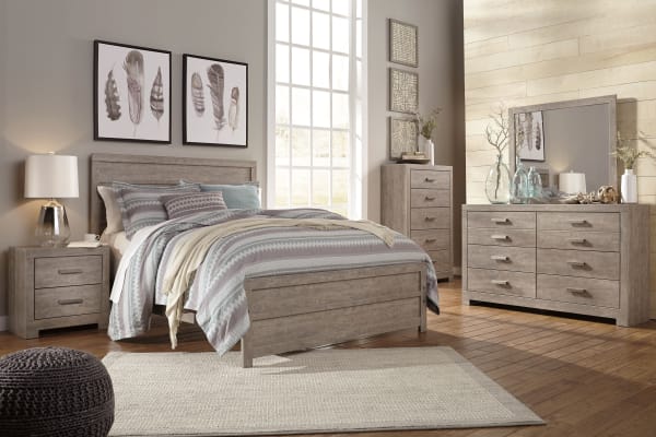 Culverbach - Gray - 7 Pc. - Dresser, Mirror, Chest, King Panel Bed, 2 Nightstands