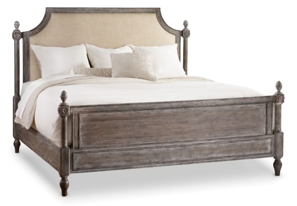 Queen Fabric Upholstered Poster Bed