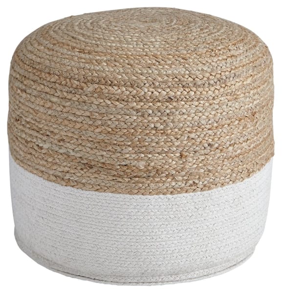 Sweed - Natural / White - Pouf - Round