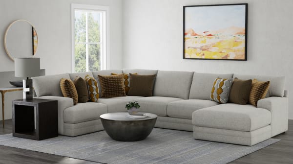 Tori - 3 Piece Sectional With Comfort Coil Seating And 9 Included Accent Pillows (Right Side Facing Chaise) - Birch