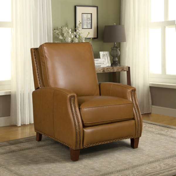 Melrose - Recliner-Push Thru The Arm - Light Brown