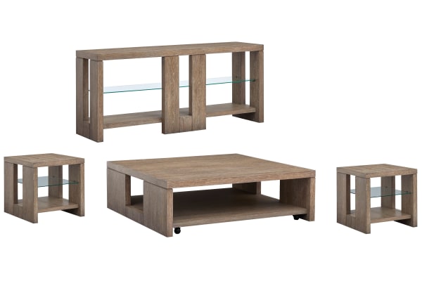 Conway - Square Cocktail Table With 2 Rectangular End Tables And Console Sofa Table - Spiced Brown