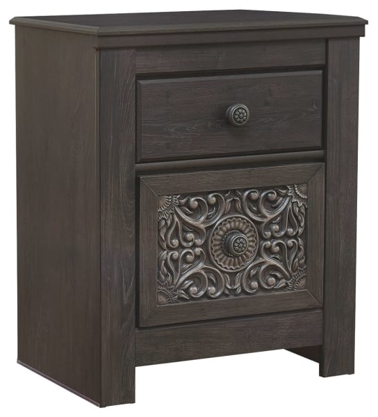 Paxberry - Black - Two Drawer Night Stand