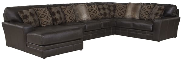 Denali - 3 Piece Italian Leather Match Sectional With LSF Chaise And 12 Included Accent Pillows - Chocolate
