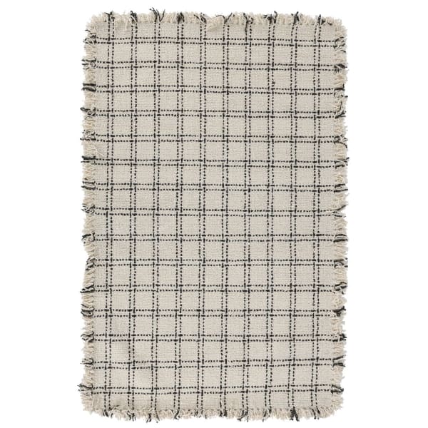 Bradbury - 2' x 3' Wool Check Rug - Ivory/Black