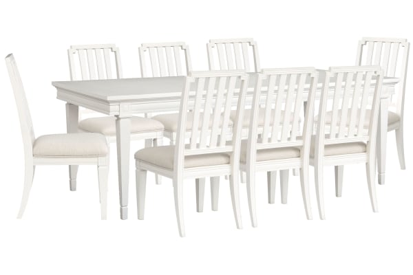Willowbrook - Extendable Rectangular Dining Table With 8 Side Chairs - Egg Shell White