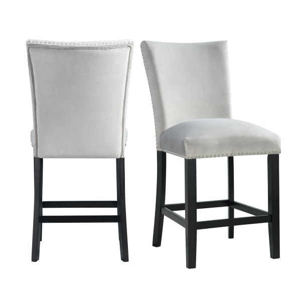Francesca - Gray Velvet Counter Height Chair (Set of 2)