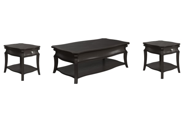 Francine - Lift Top Storage Cocktail Table With 2 End Tables - Warm Charcoal
