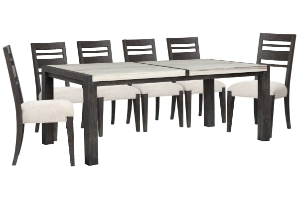 Plum Creek - Rectangular Dining Table With 6 Side Chairs - Ravenwood Black / White