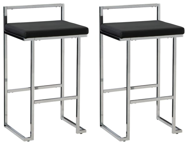 Madanere - Black / Chrome Finish - Tall UPH Stool (Set of 2)