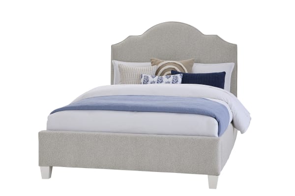 Tide & Timber - Full - Upholstery Bed In Gray Antelope Fabric - Soft White Maple