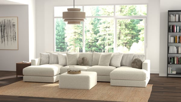 Ritzy - 4 Piece Modular Double Chaise Sectional - Bone