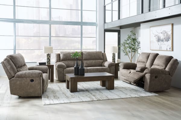 Laresview - Fossil - 3 Pc. - Reclining Sofa, Reclining Loveseat With Console, Recliner