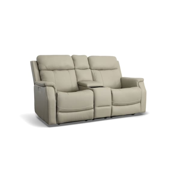 Easton - Power Reclining Loveseat With Console, Power Headrests & Lumbar - Dove