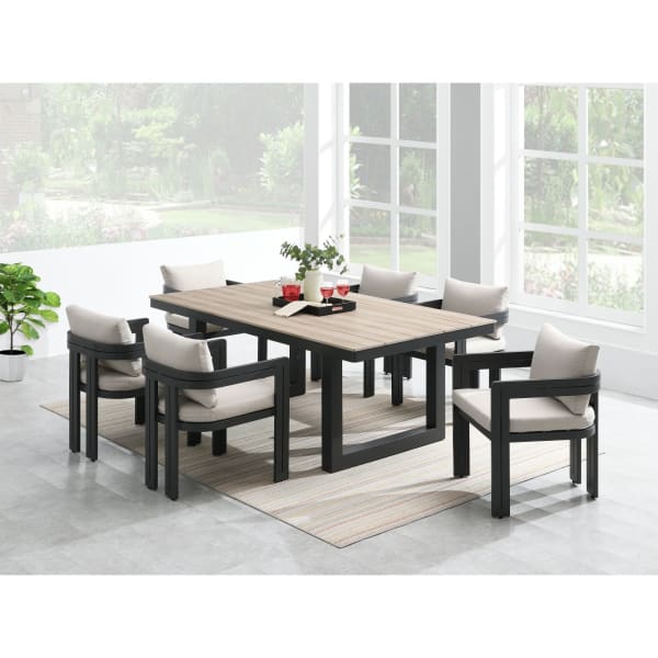 Costa - 7 Piece Patio Dining Set (Table & Six Chairs) - Black