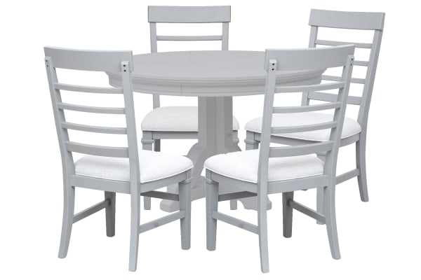 Charleston - Extendable 48" Round Dining Table With 4 Side Chairs - Harbor Gray