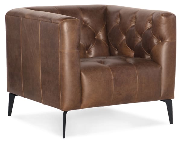 SS - Nicolla Leather Stationary Chair - Dark Brown