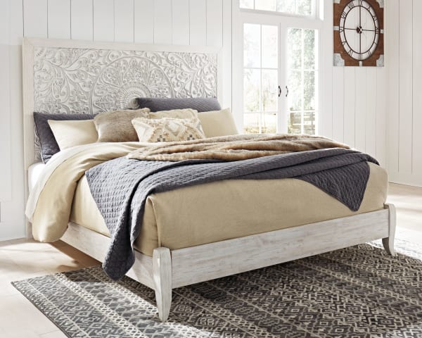 Paxberry - Whitewash - King Panel Bed