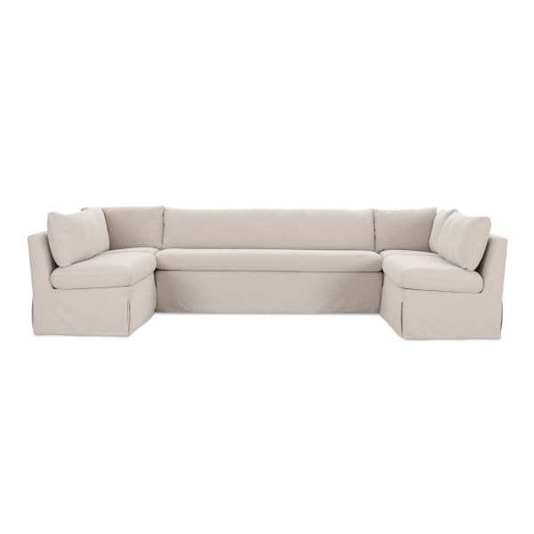 Fable - 5 Piece Slipcover Dining Banquette U-Shape - Beige