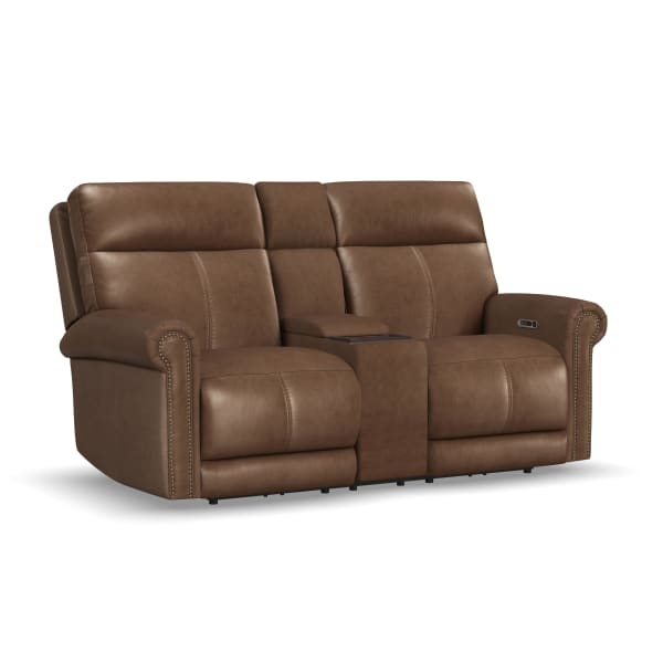 Alexander - Power Reclining Loveseat With Console, Power Headrest & Lumbar - Khaki Brown